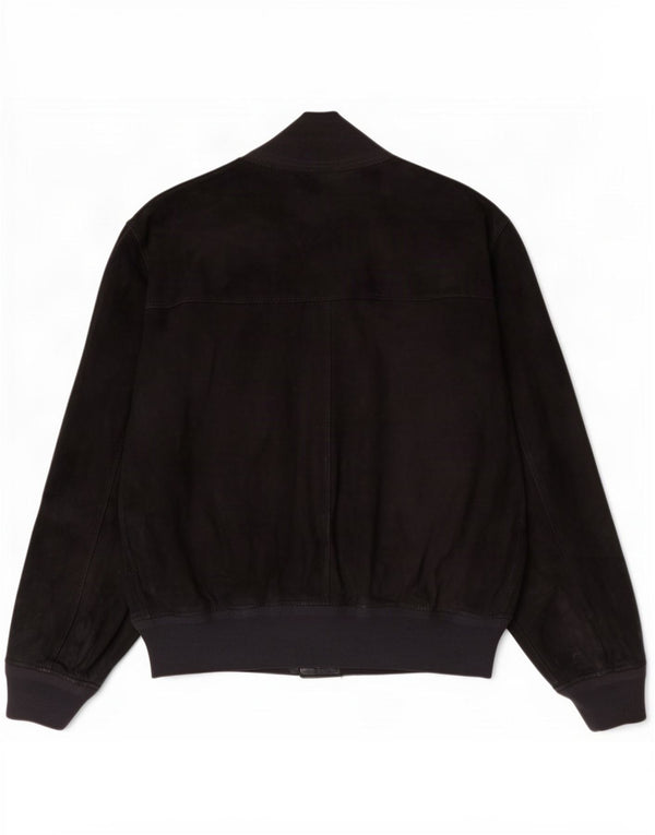 Rupp & Taureck Couture Mens Suede Bomber Jacket UK 38 Medium Black Leather