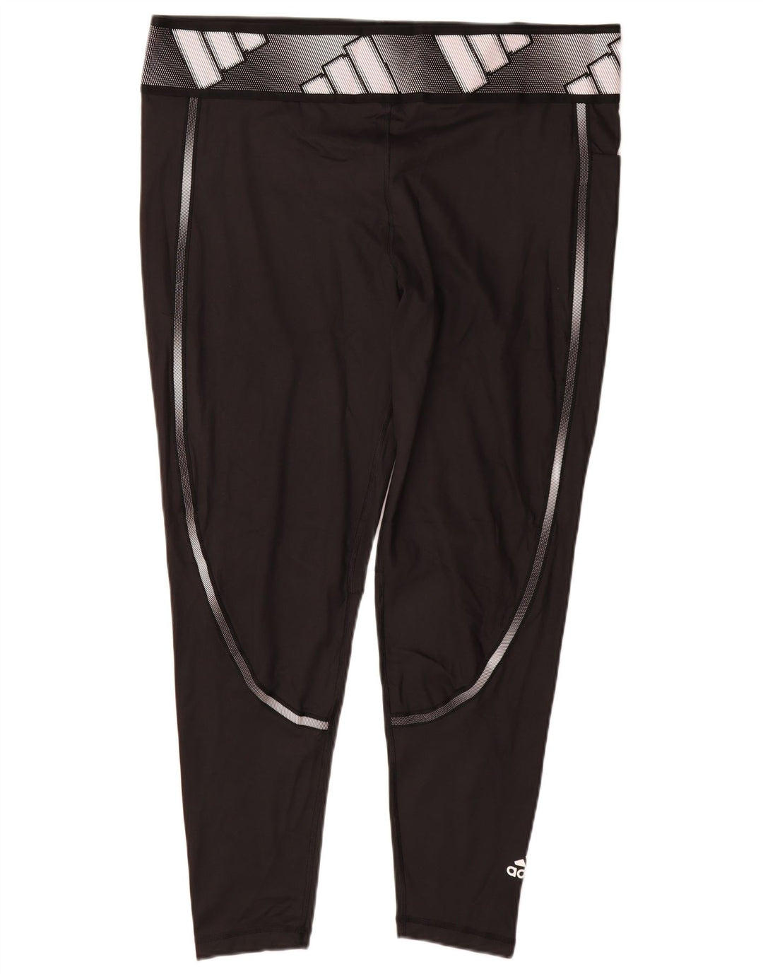 Leggings grafici da donna Adidas UK 24/26 2XL Poliestere nero
