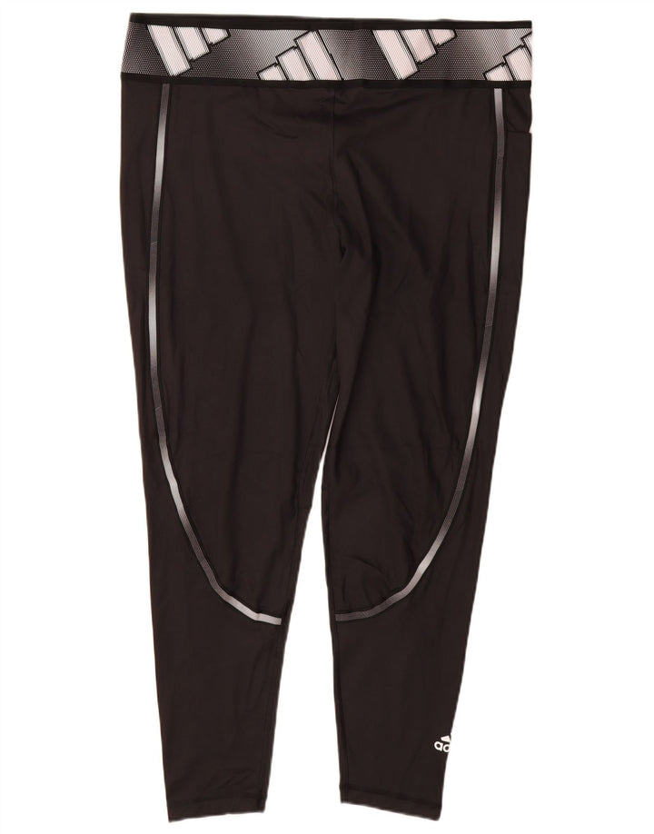 Leggings grafici da donna Adidas UK 24/26 2XL Poliestere nero