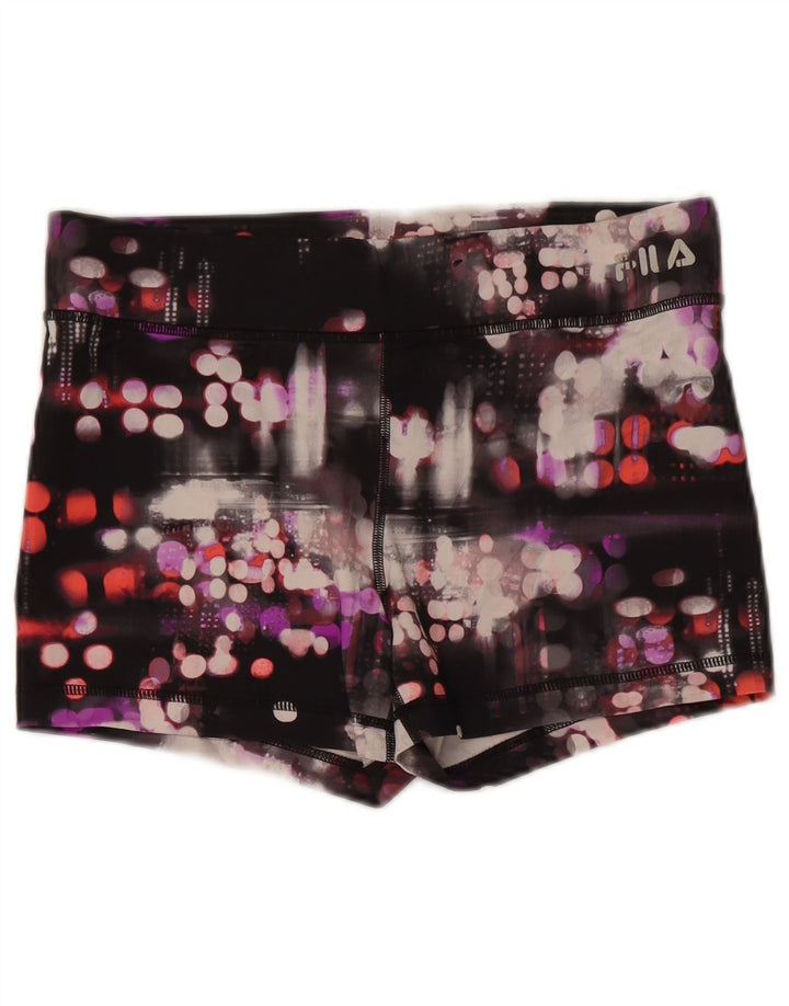 FILA Womens Sport Shorts UK 14 Medium Multicoloured Spotted Polyester