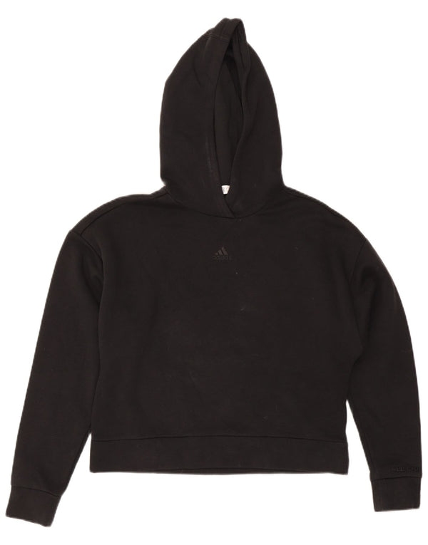 Felpa con cappuccio corta Adidas da ragazzo 13-14 anni in cotone nero