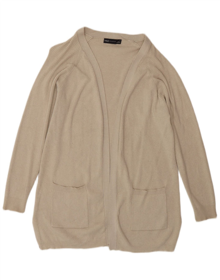 Maglione cardigan aperto da donna Marks & Spencer UK 14 Viscosa beige medio