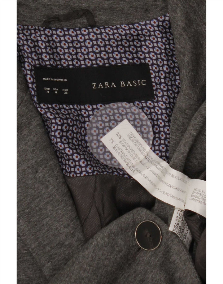Giacca blazer a 1 bottone da donna Zara UK 12 Viscosa grigio medio
