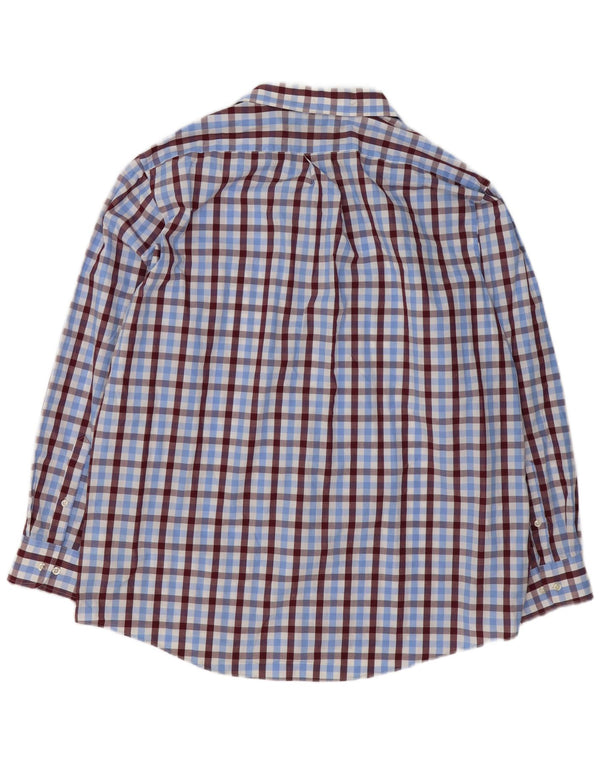 Camicia Chaps da uomo vestibilità classica taglia 17 1/2 XL cotone a quadri blu