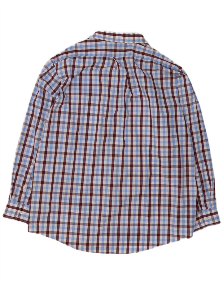 Camicia Chaps da uomo vestibilità classica taglia 17 1/2 XL cotone a quadri blu