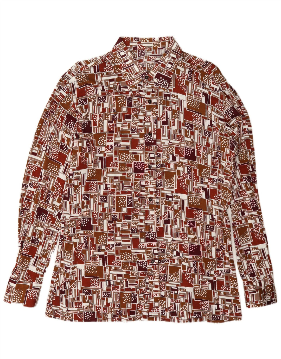 Camicia vintage da uomo grande geometrica multicolore