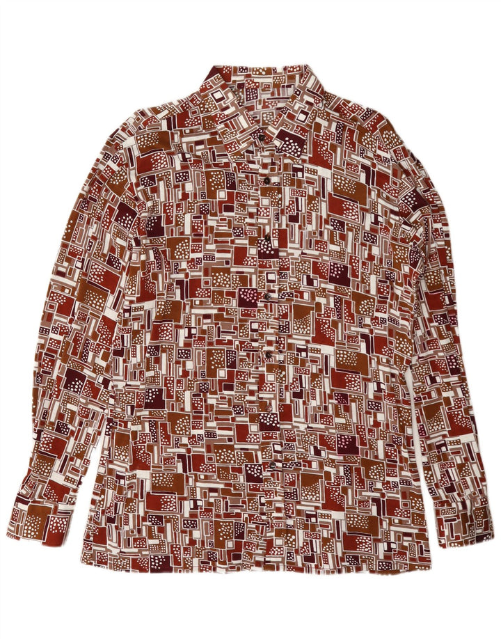 Camicia vintage da uomo grande geometrica multicolore