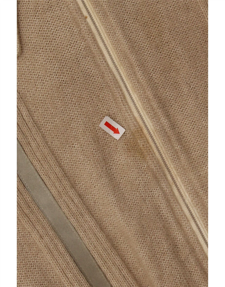 Maglione cardigan corto da donna vintage UK 12 Lana di alpaca beige medio