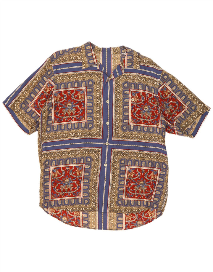 Camicia Vintage da Uomo a Maniche Corte Taglia Large Multicolore Patchwork