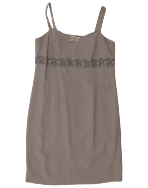 Abito tubino vintage senza maniche da donna IT 48 XL Grigio floreale