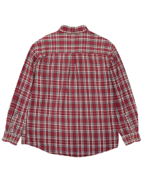 Camicia vintage da uomo in flanella XL in cotone a quadri bordeaux