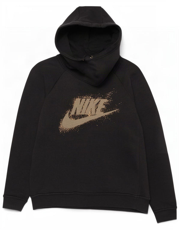 Felpa con cappuccio grafica da donna Nike UK 14 cotone medio nero