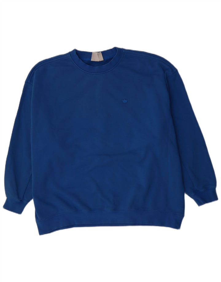 Felpa oversize da donna ADIDAS maglione UK 14 grande cotone blu