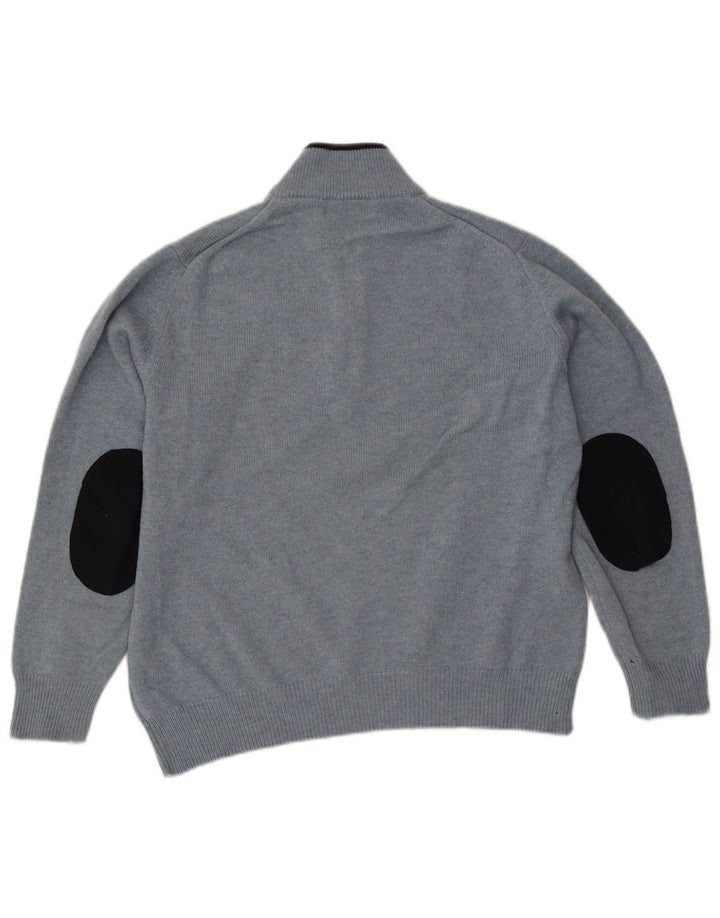 Maglione da uomo con zip e collo Fred Perry in lana blu medio
