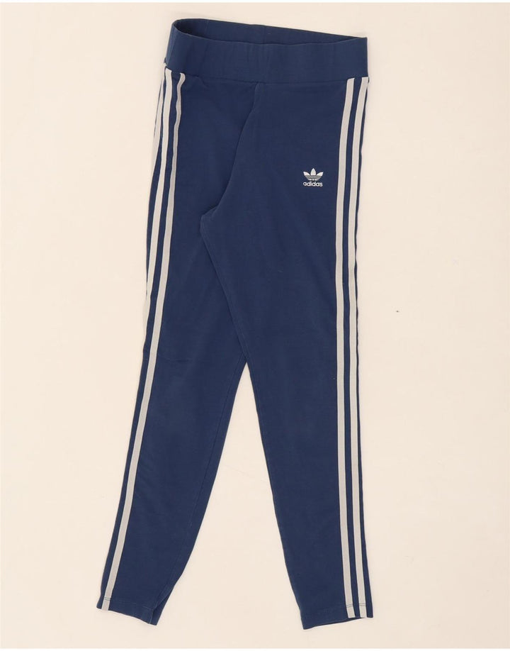 ADIDAS Womens Leggings UK 10 Small  Navy Blue Cotton Vintage Adidas and Second-Hand Adidas from Messina Hembry 