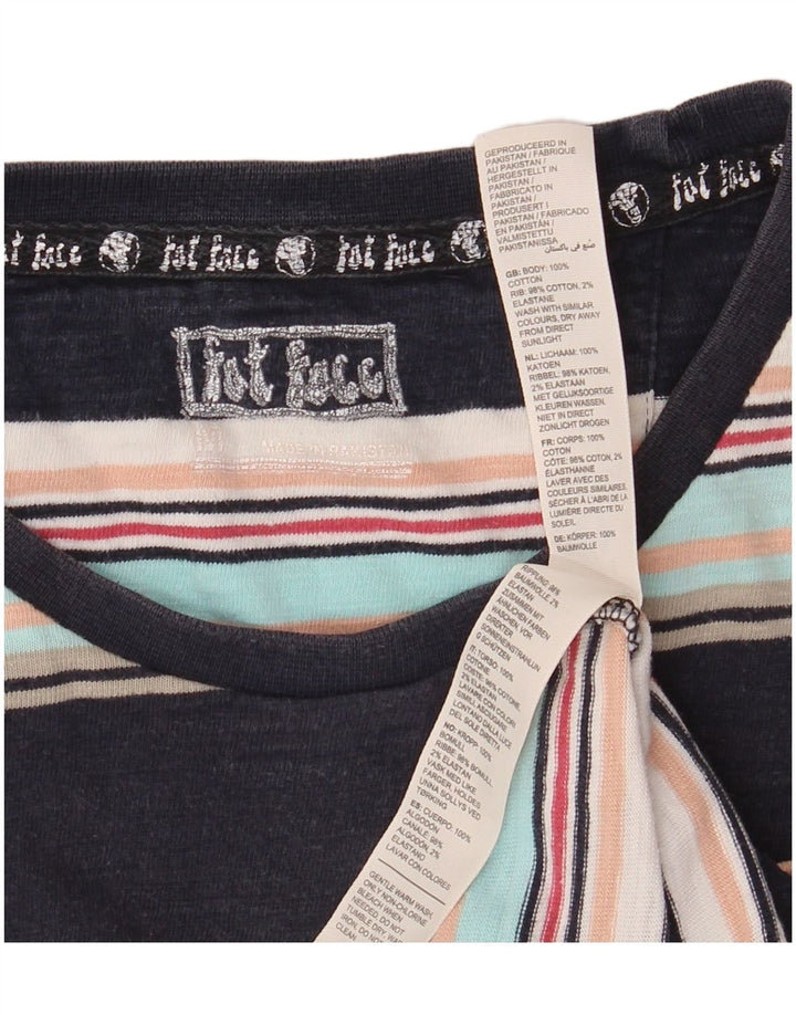 FAT FACE T-shirt da uomo Top in cotone a righe nere medie