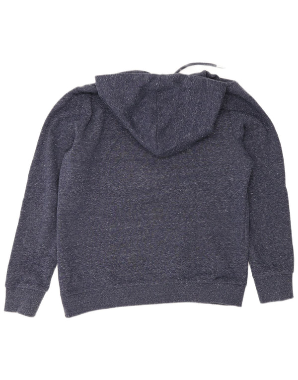 Superdry Womens Graphic Hoodie Jumper UK 16 Large Navy Blue Flecked Cotton