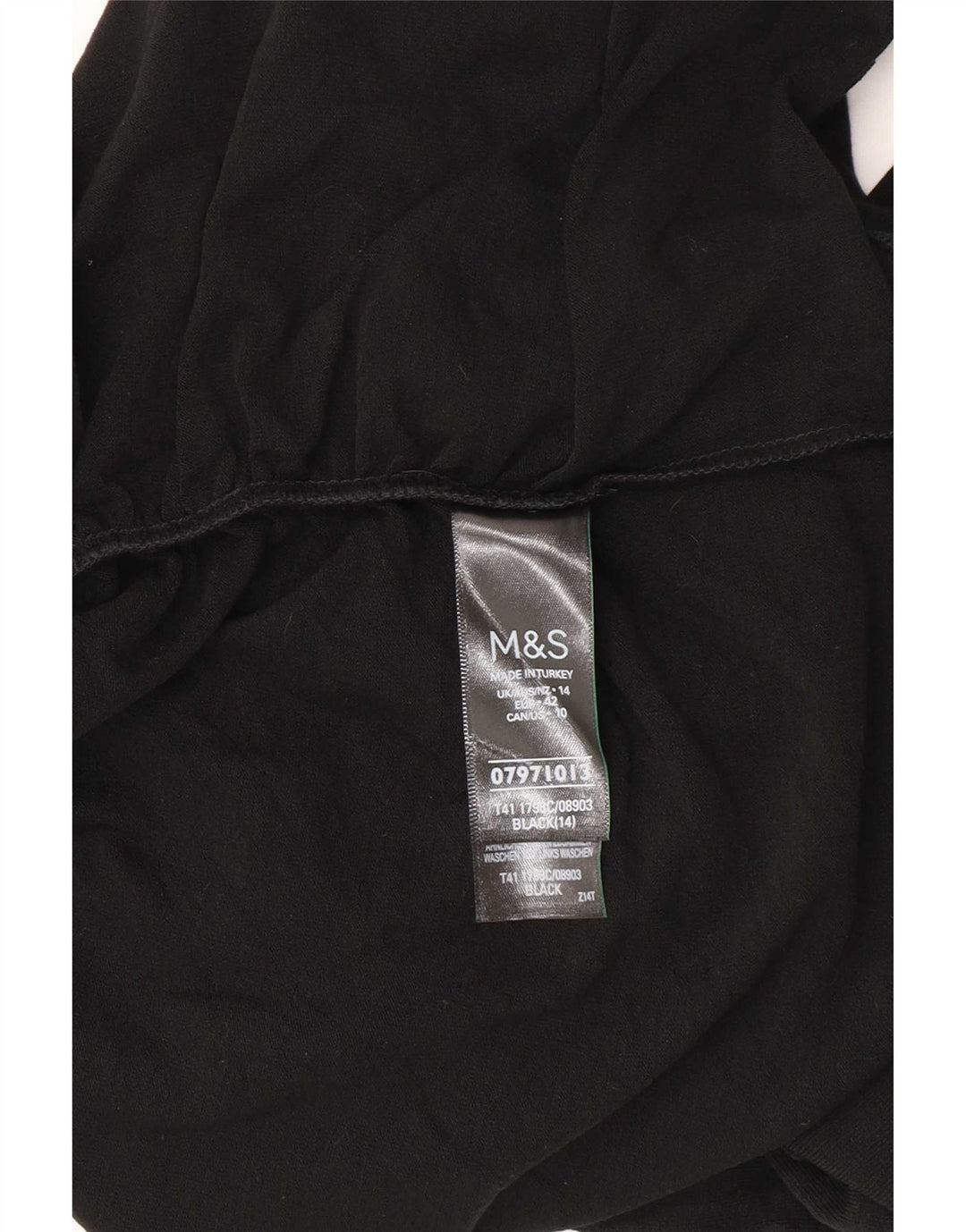 Marks & Spencer Top da donna a maniche lunghe UK 14 Large Nero Acrilico