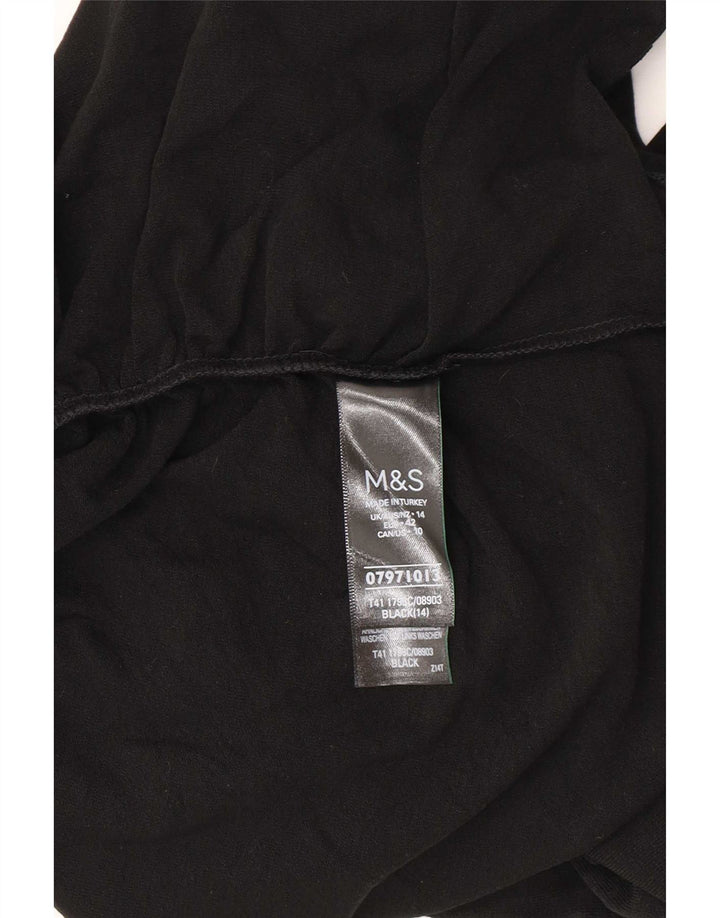 Marks & Spencer Top da donna a maniche lunghe UK 14 Large Nero Acrilico