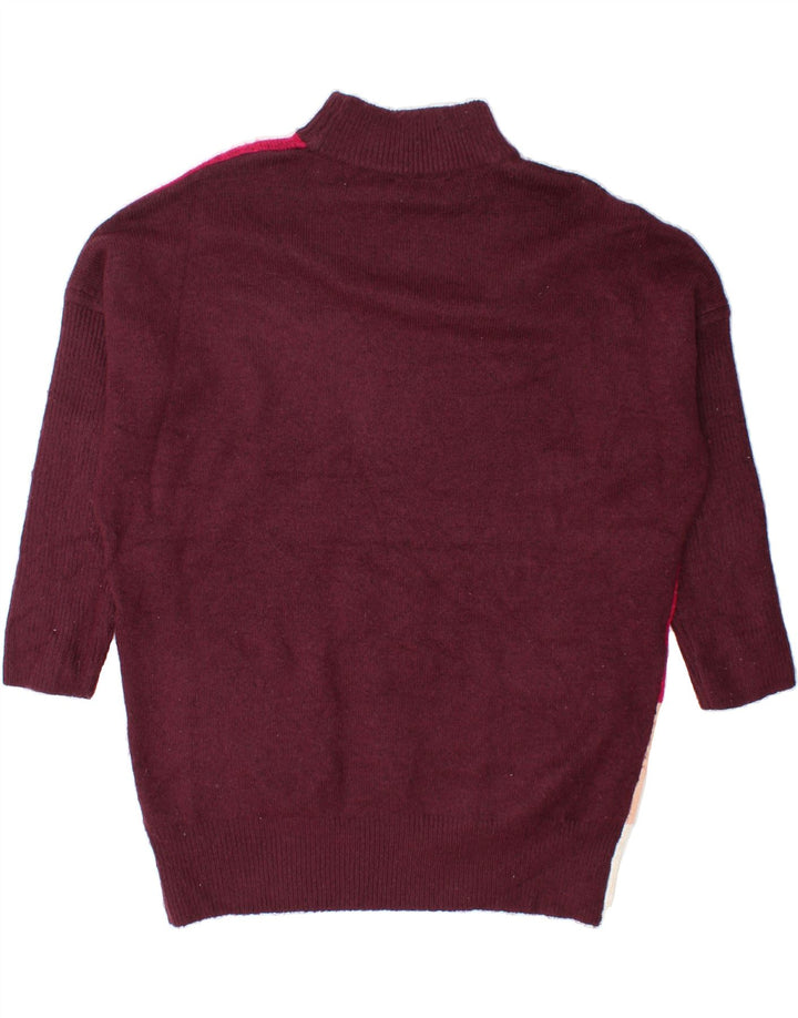 MARKS & SPENCER Womens Turtle Neck Jumper Sweater UK 14 Medium Burgundy Vintage Marks & Spencer and Second-Hand Marks & Spencer from Messina Hembry 