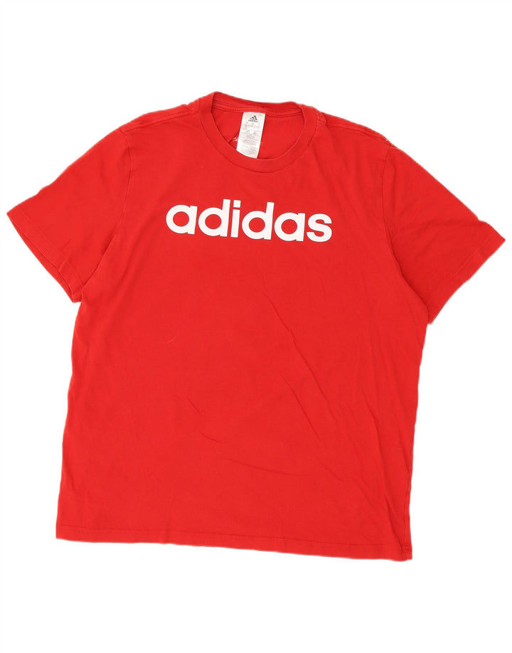 T-shirt grafica da uomo Adidas Top grande in cotone rosso