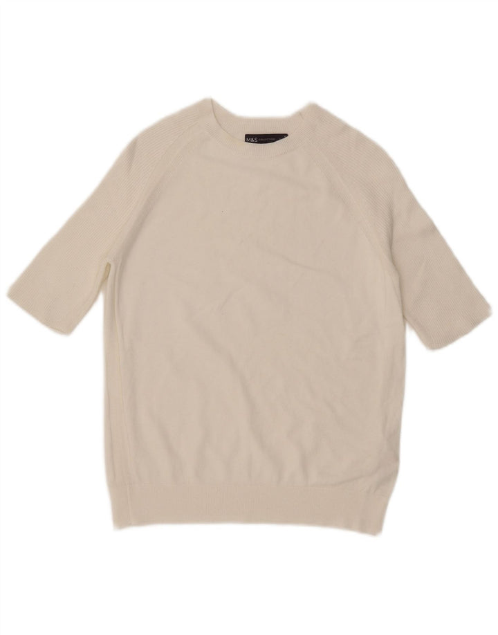 Maglione maglione con scollo a barca da donna Marks & Spencer UK 10 piccolo bianco