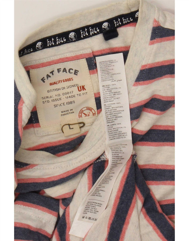 T-shirt da uomo Fat Face Top in cotone a righe grigie grandi