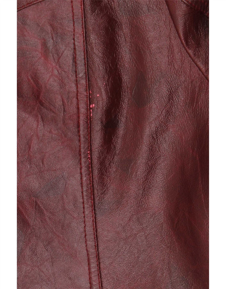 Giacca in pelle vintage da donna UK 26 5XL Borgogna
