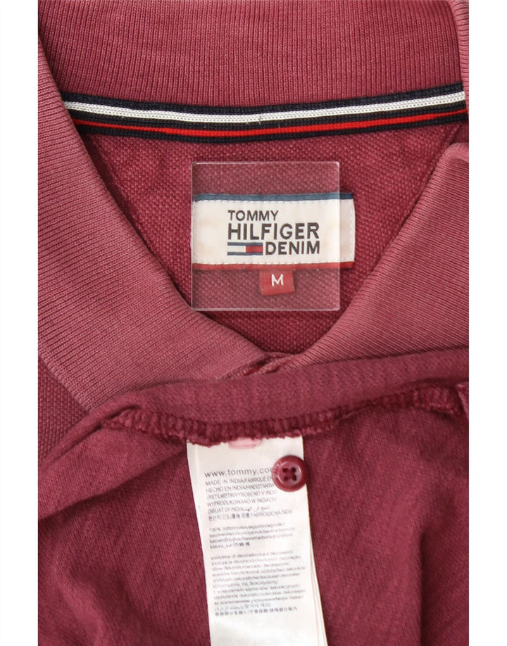 TOMMY HILFIGER Mens Polo Shirt Medium Burgundy Cotton Vintage Tommy Hilfiger and Second-Hand Tommy Hilfiger from Messina Hembry 