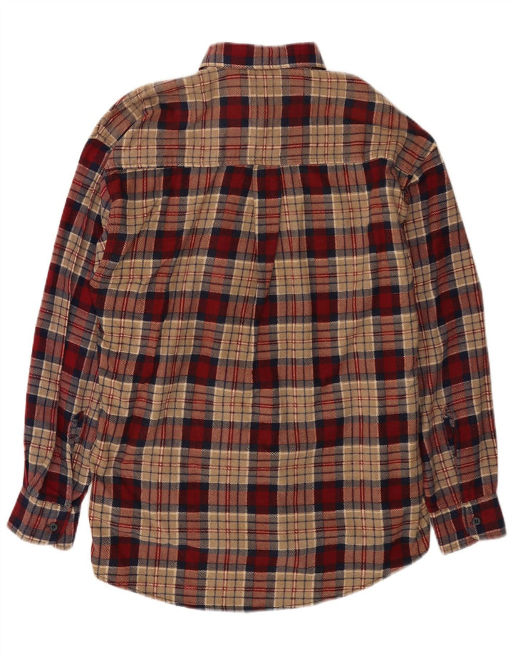 Camicia vintage da uomo in flanella di cotone scozzese rosso medio