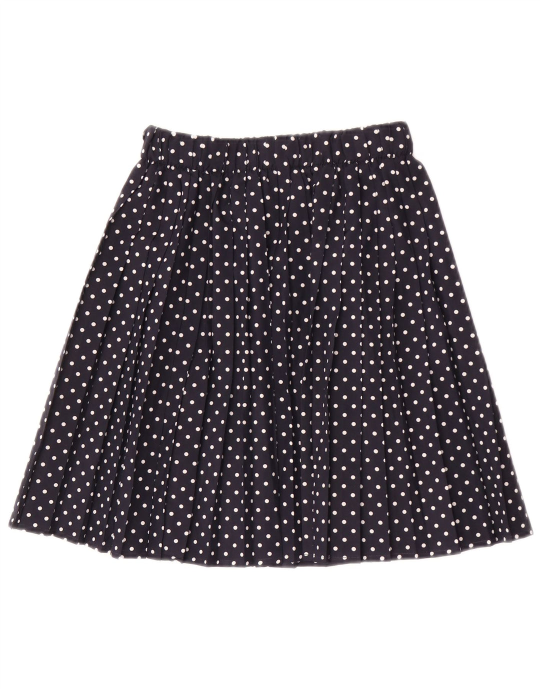 Mini gonna a pieghe vintage da donna IT 42 media W26 blu navy a pois