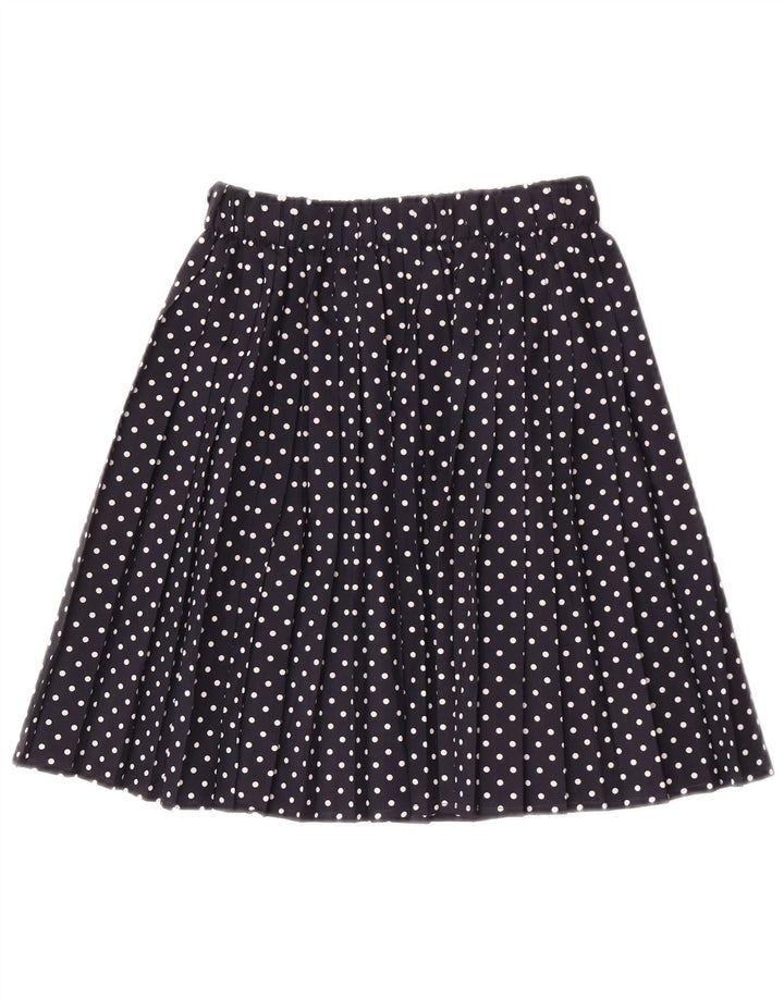 Mini gonna a pieghe vintage da donna IT 42 media W26 blu navy a pois