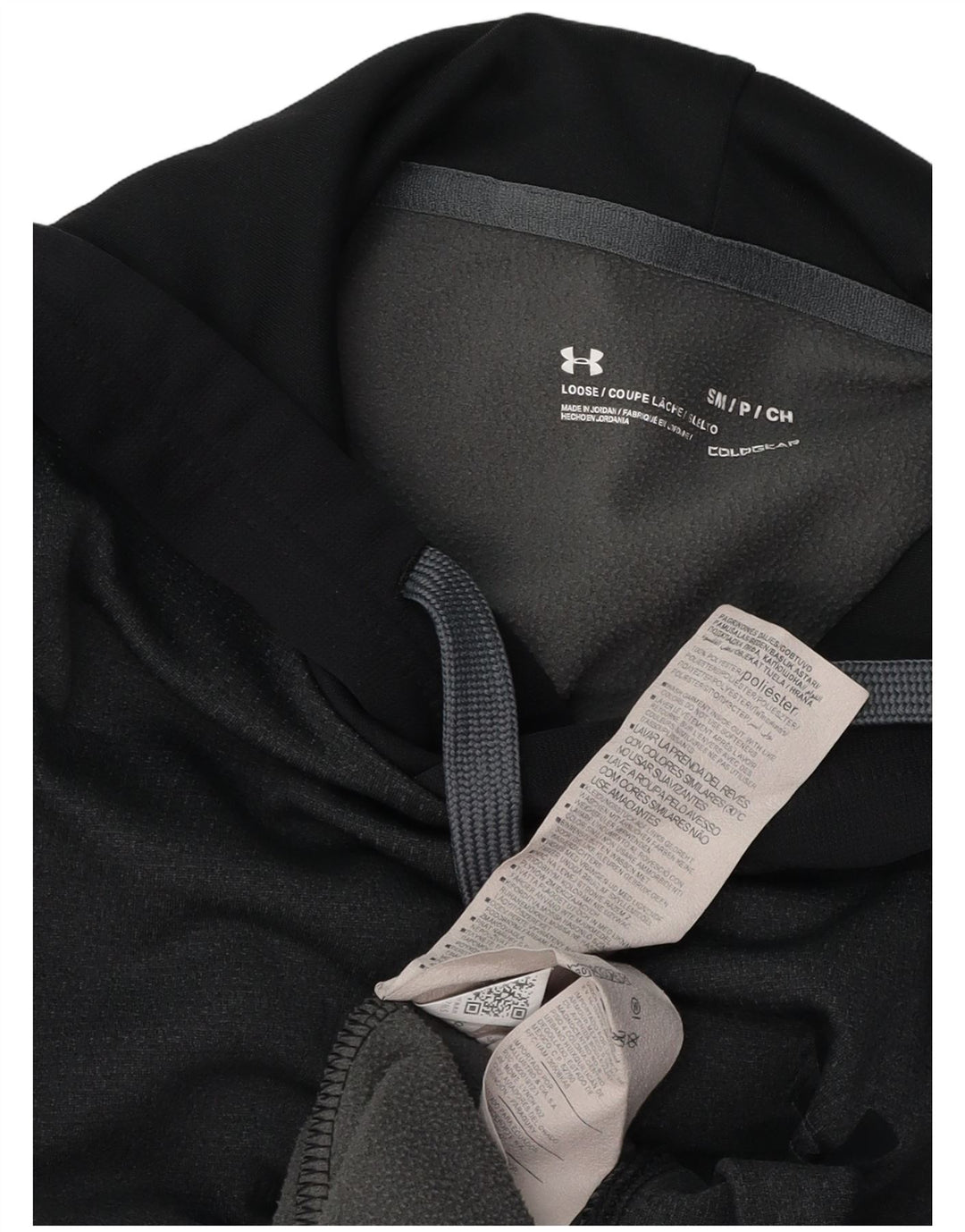 UNDER ARMOUR Maglione con cappuccio grafico Cold Gear da uomo piccolo grigio a blocchi di colore