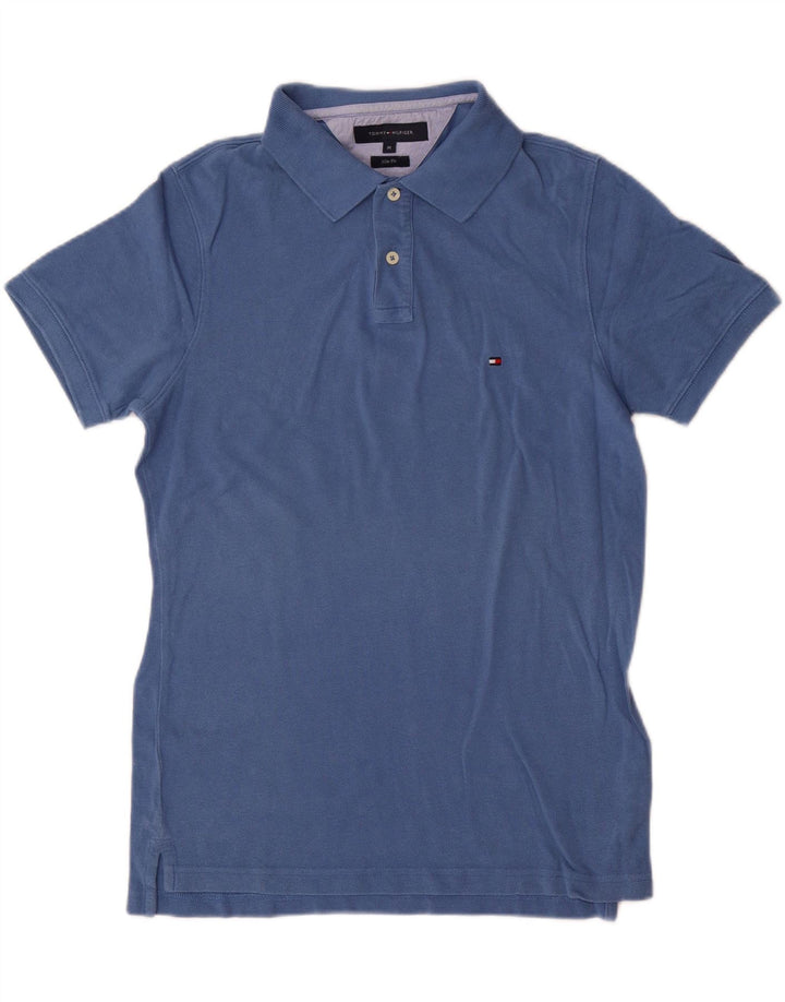 Polo da uomo slim fit Tommy Hilfiger in cotone blu medio