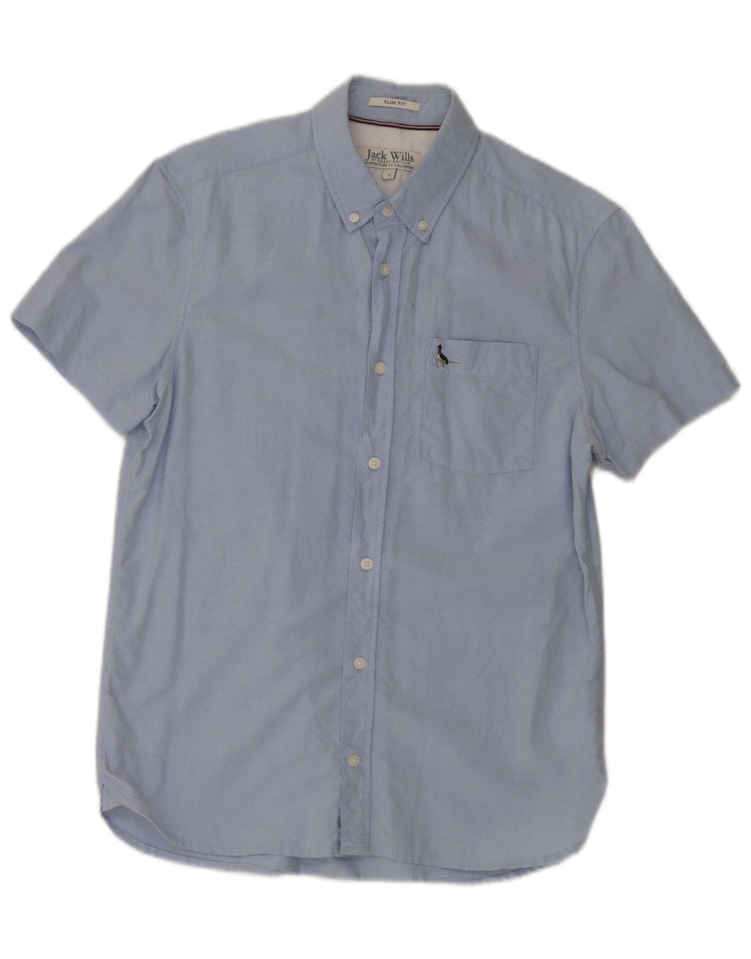 Camicia slim fit a maniche corte da uomo Jack Wills piccola in cotone blu