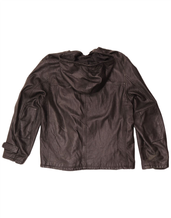 Giacca in pelle da uomo con cappuccio Conbipel IT 54 XL Nera