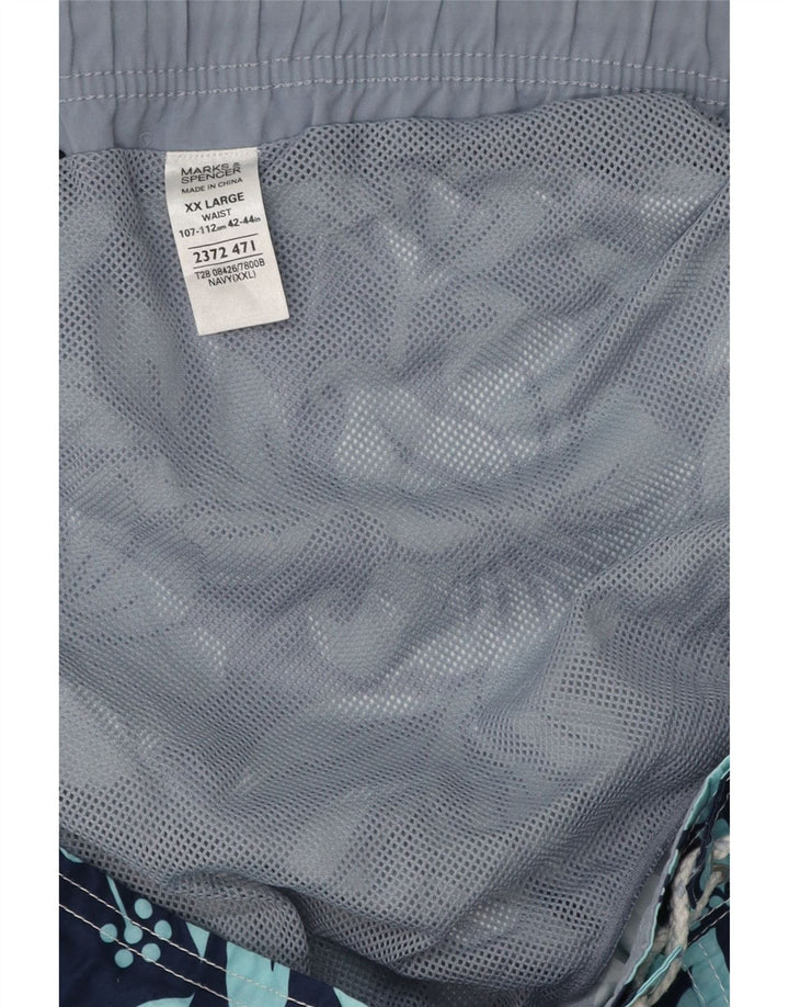 MARKS & SPENCER Pantaloncini da bagno da uomo 2XL Poliestere floreale blu navy