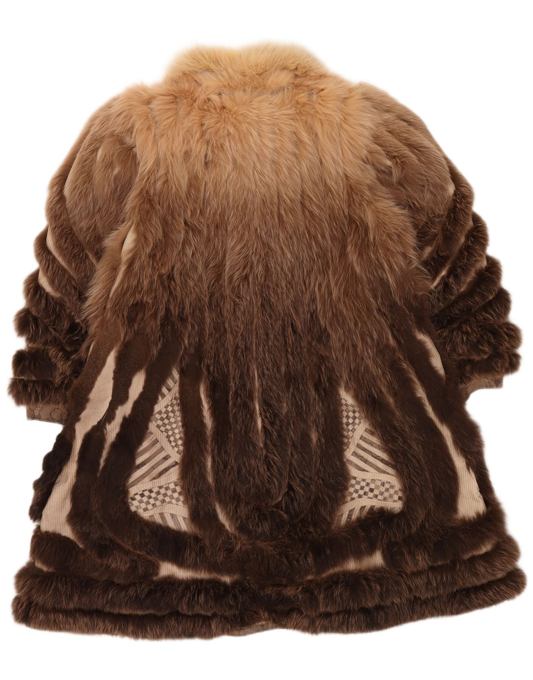 Soprabito reversibile da donna in pelliccia sintetica VINTAGE UK 18 XL marrone floreale