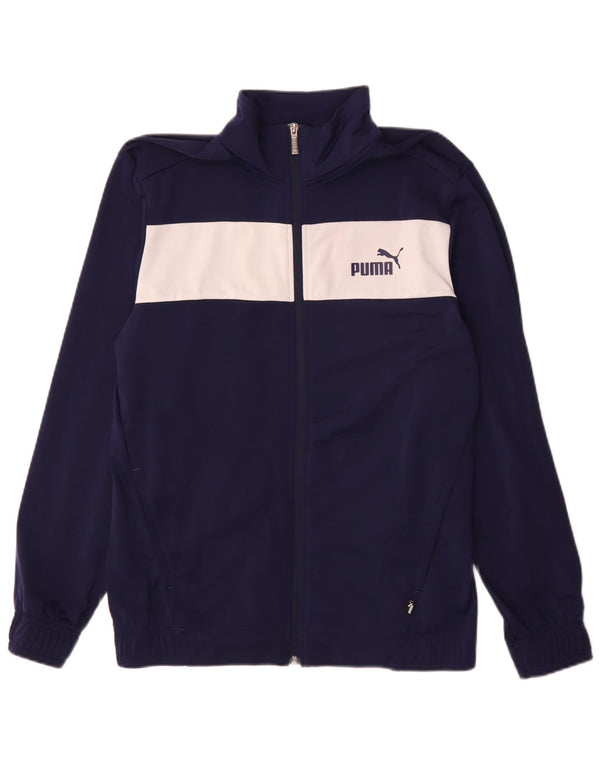 Giacca da tuta da uomo Puma Medium in poliestere color block blu navy