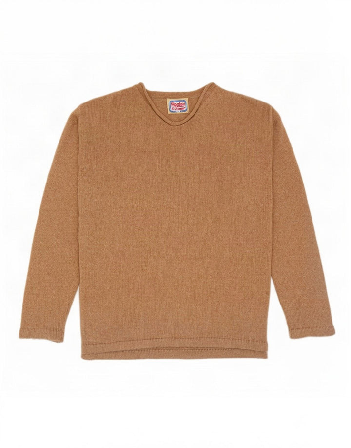 Replay Maglione da uomo con scollo a V piccolo in lana beige