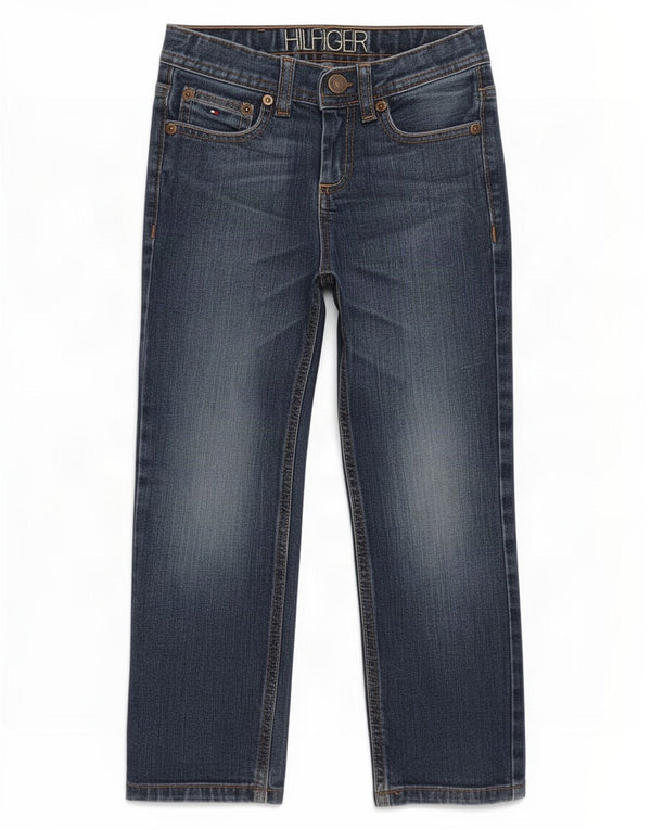 Tommy Hilfiger Ragazzi Jeans dritti 4-5 anni W22 L18 Blu Cotone