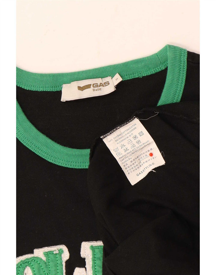 T-shirt grafica da uomo Gas Top piccola in cotone nero