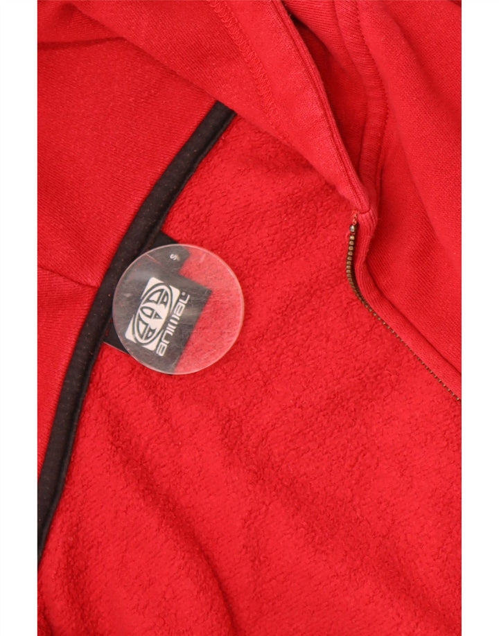 ANIMAL Mens Graphic Zip Hoodie Sweater Small Red