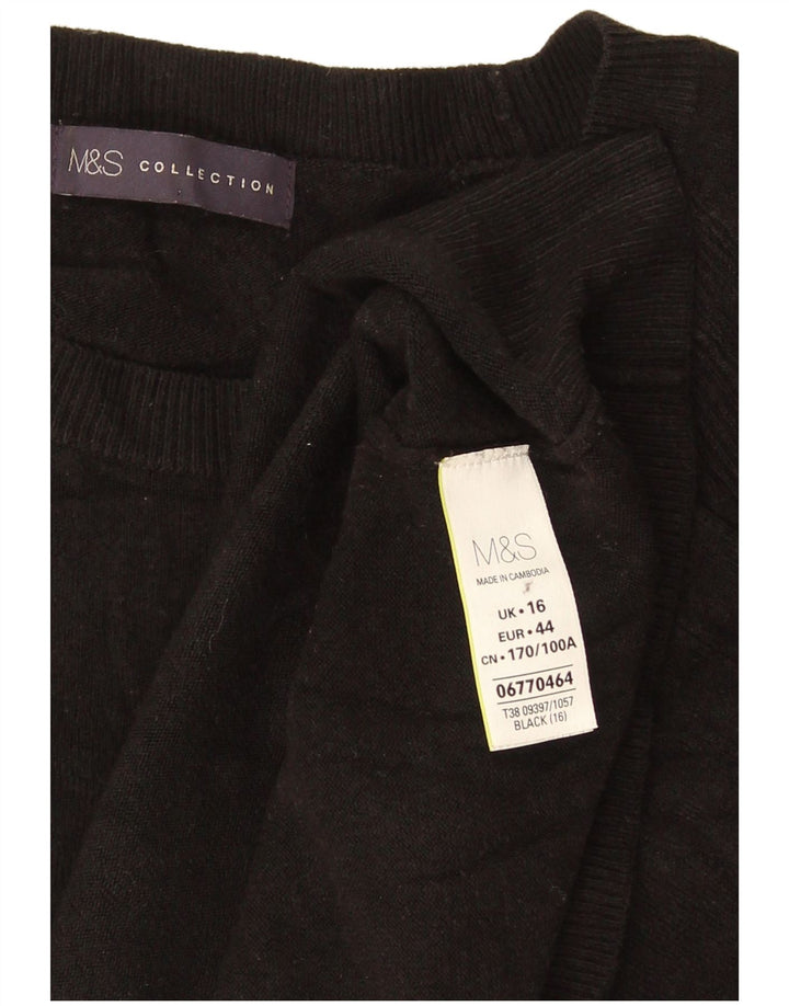 Maglione maglione girocollo da donna Marks & Spencer UK 16 grande acrilico nero