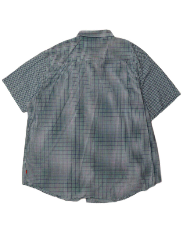 Camicia a maniche corte alta da uomo Izod 3XL in cotone a quadri blu
