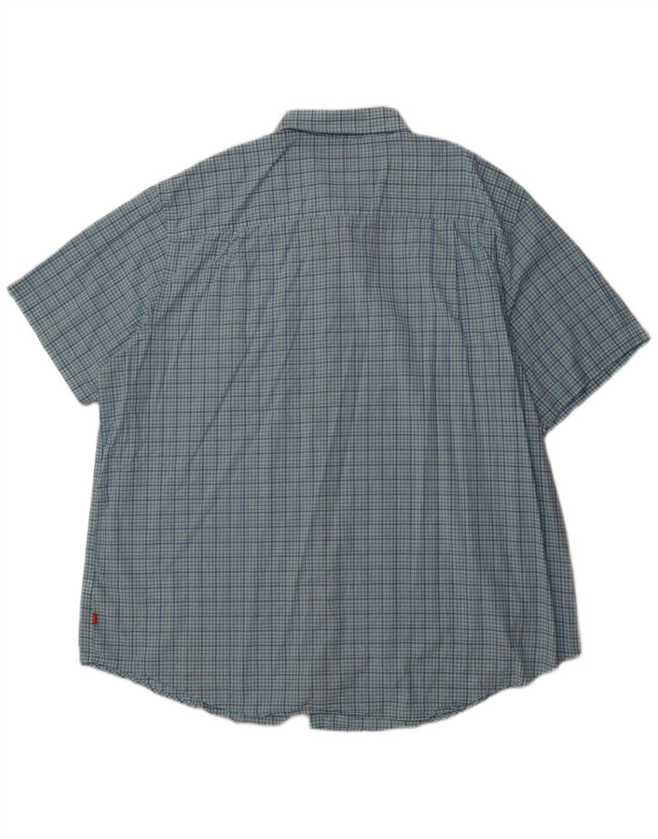 Camicia a maniche corte alta da uomo Izod 3XL in cotone a quadri blu
