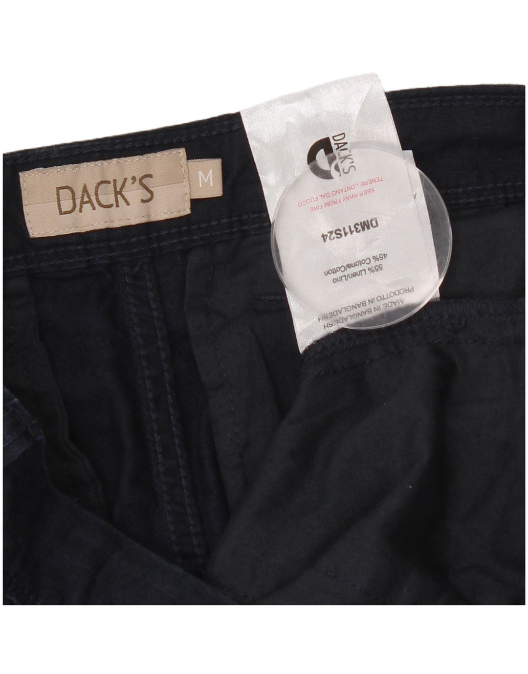 Pantaloni chino slim da uomo DAKS medi W32 L30 lino blu navy