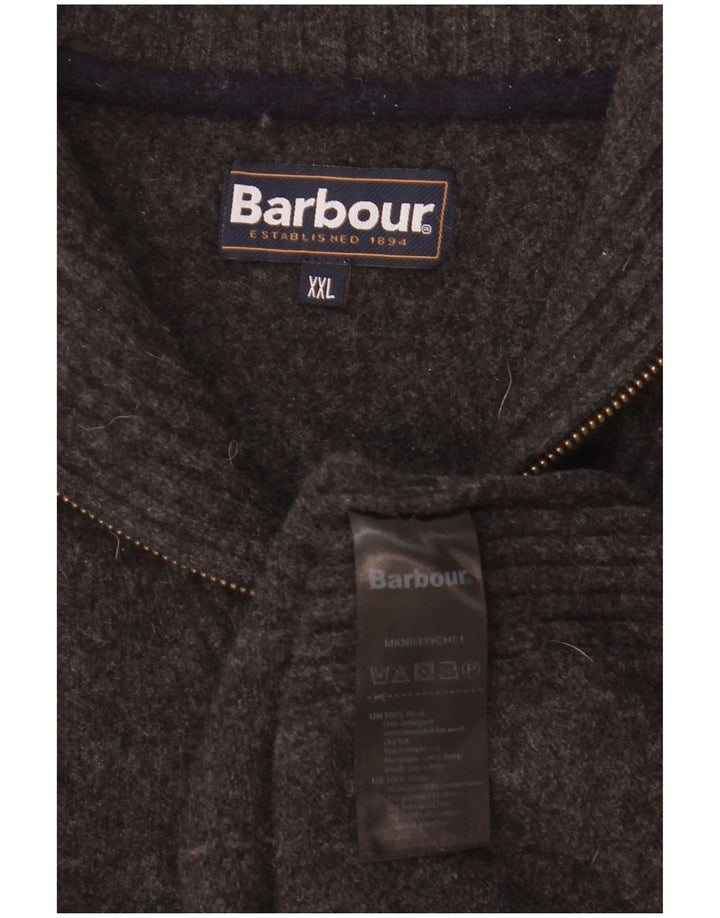 Maglione maglione con collo con zip da donna Barbour UK 20 2XL lana grigia