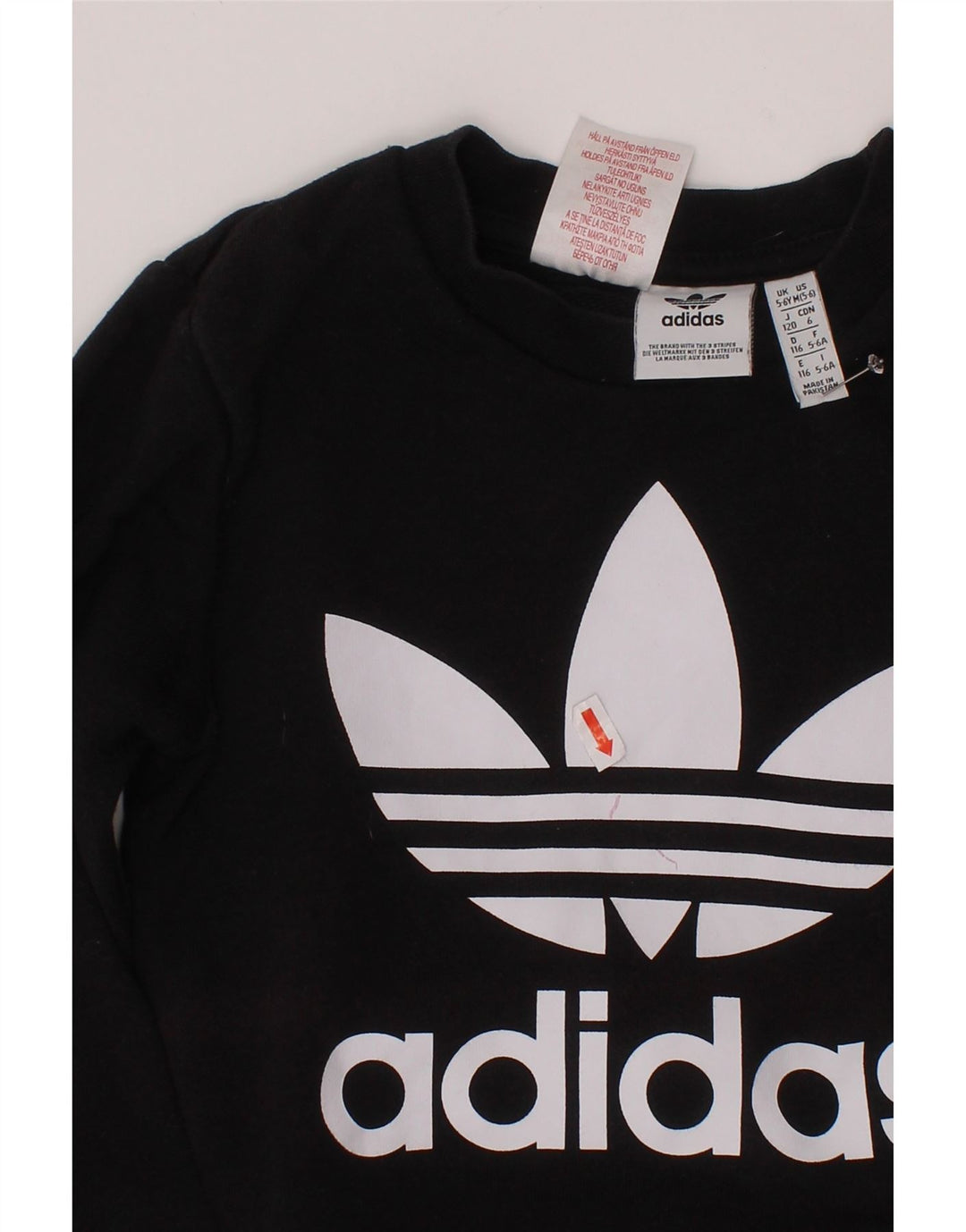 Felpa grafica ADIDAS per ragazzi, 5-6 anni, cotone nero
