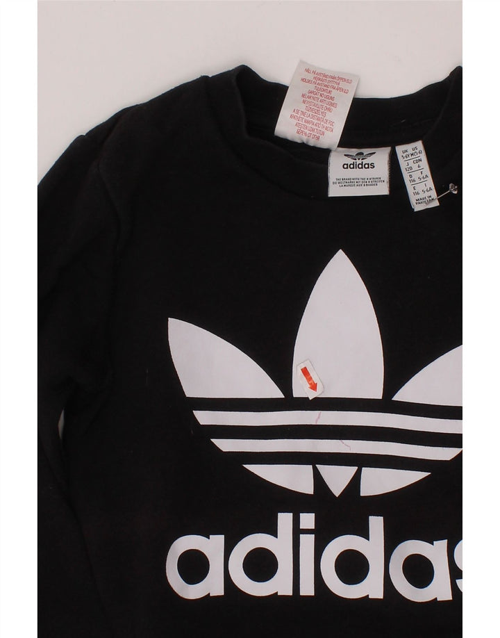 Felpa grafica ADIDAS per ragazzi, 5-6 anni, cotone nero